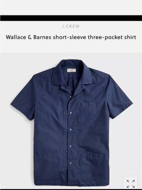 J. Crew Navy Short-Sleeve Three-Pocket Button-Down Shirt
